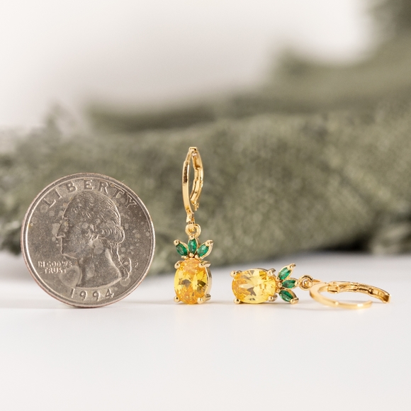 Pineapple Huggie Earrings - Only 1 left! - Picture 6 of 6